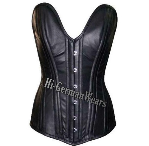 Vollbrustkorsett schwarz leder - schwarz,