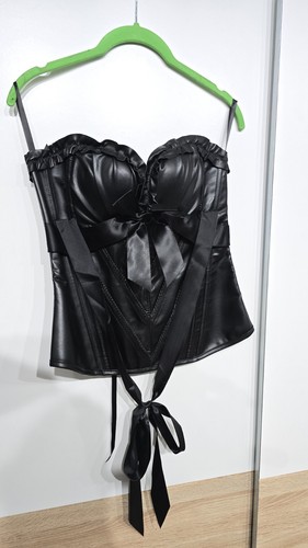 Sexy neckholder wetlook mieder - neckholder,