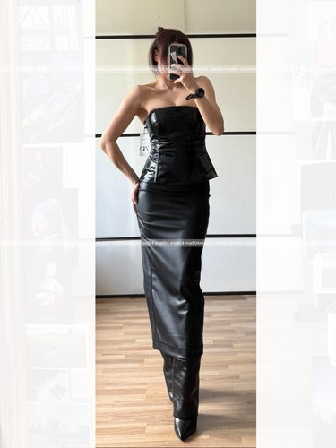 Zara schulterfreies ledertop - /,