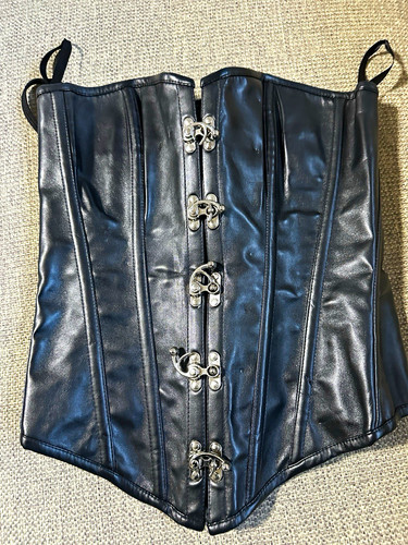 Schwarzes kunstleder korsett - schwarzes,